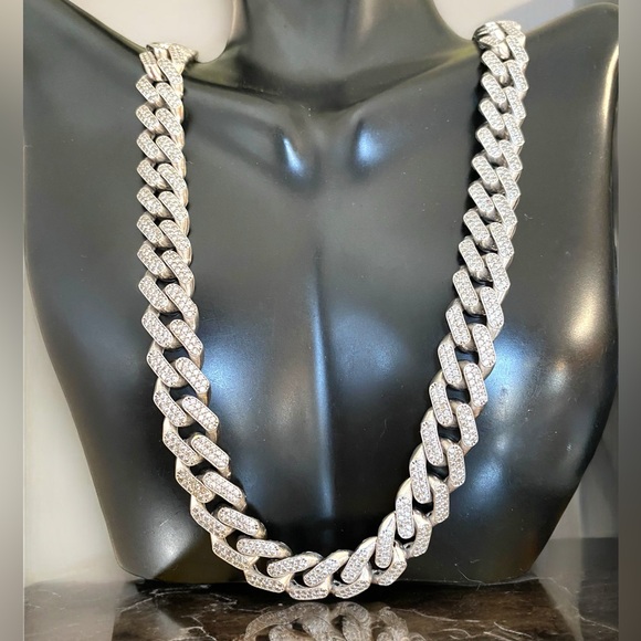 Other - AMAZING 11mm 10k White Gold 20.5” CUBAN Chain Necklace ICED 49.3 Grams!